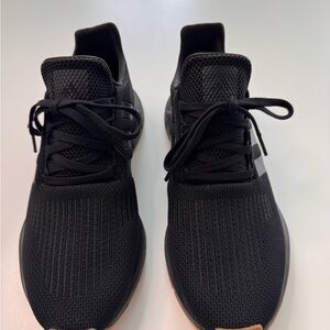 adidas Black Knit Athletic Sneakers with Gum Outsole